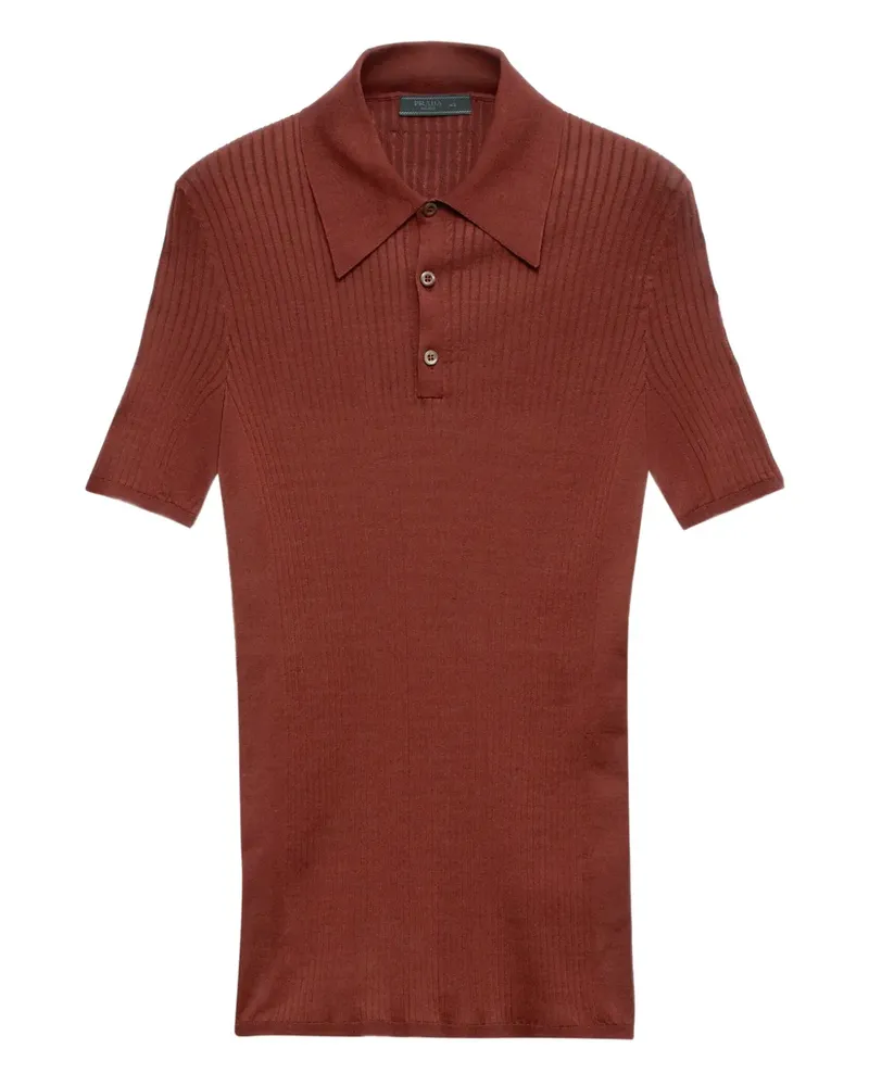 Prada Geripptes Poloshirt - Orange Orange