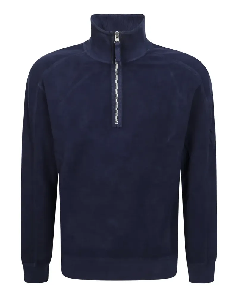 C.P. Company Fleecepullover mit kurzem Reißverschluss - Blau Blau