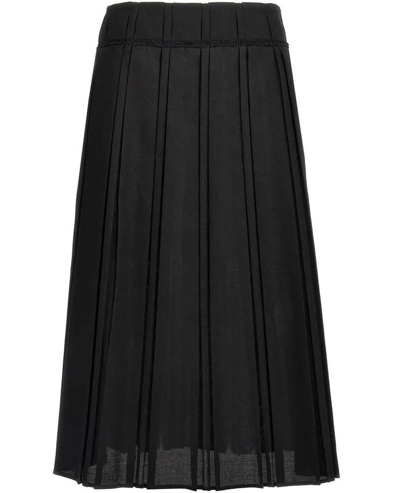Jil Sander Midirock mit Falten - Schwarz Schwarz