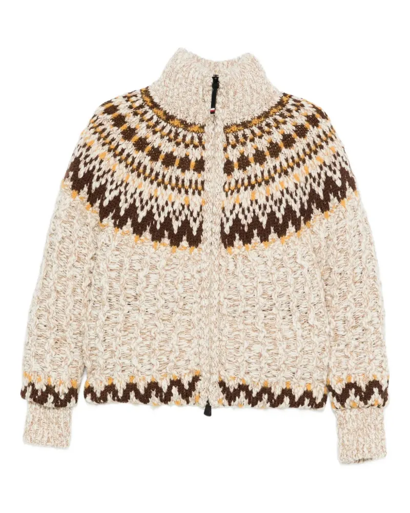 Moncler patterned zip cardigan - Nude Nude