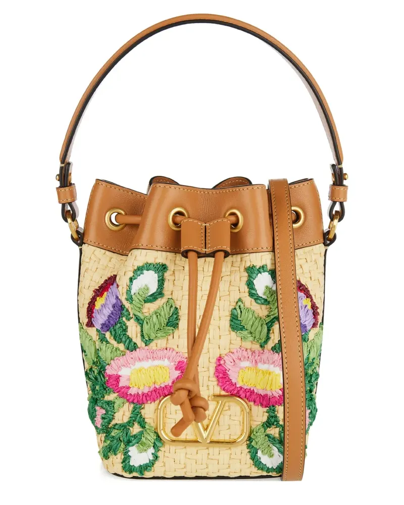 Valentino Garavani Handtasche mit Blumenstickerei - Nude Nude