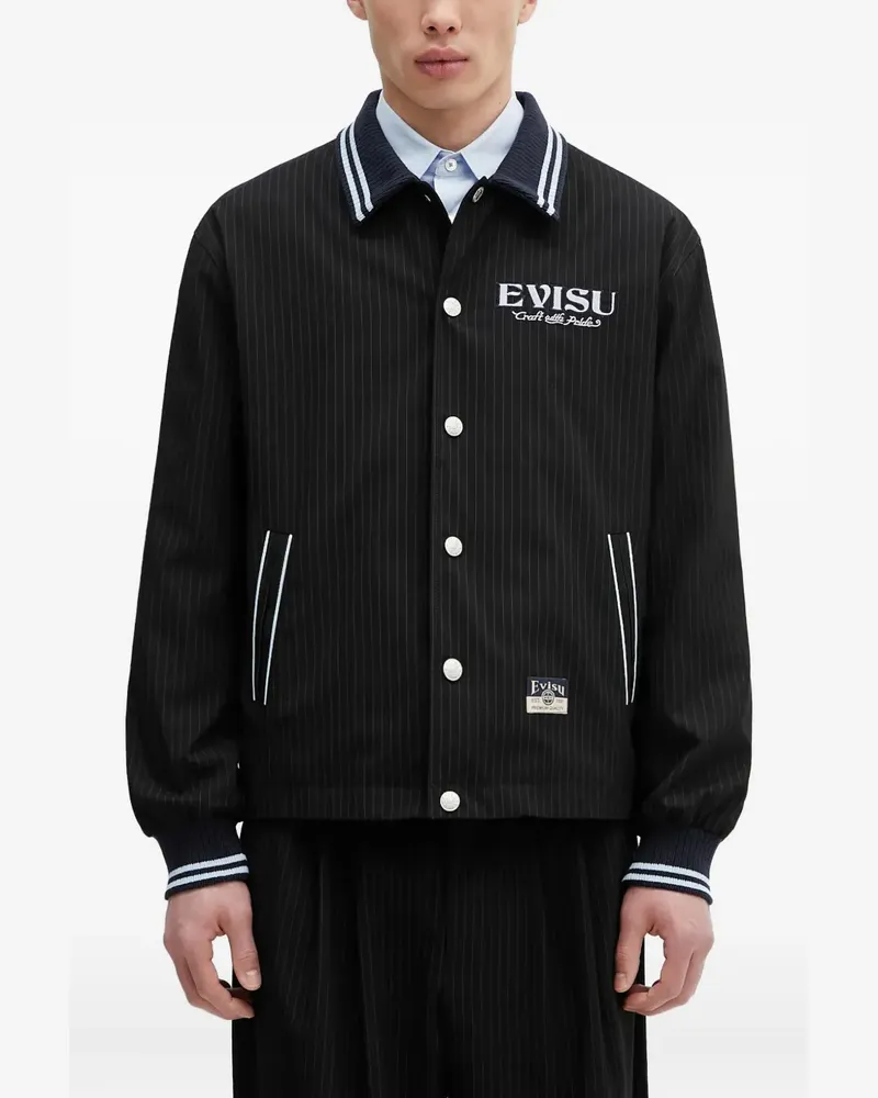 Evisu Collegejacke mit Nadelstreifen - Schwarz Schwarz