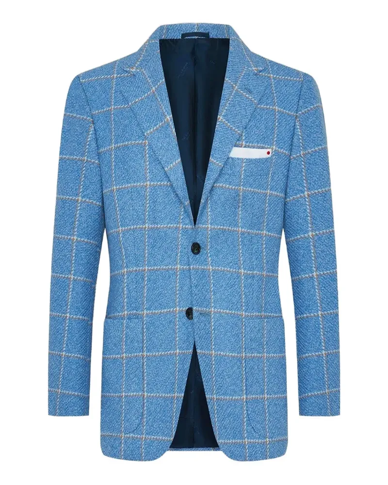 Kiton Kariertes Kaschmirsakko - Blau Blau