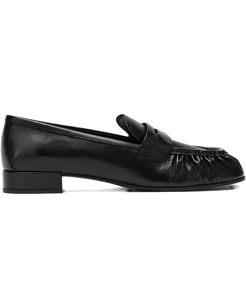 Prada ruched leather loafers - Schwarz Schwarz