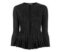 peplum silk-blend cardigan - Schwarz