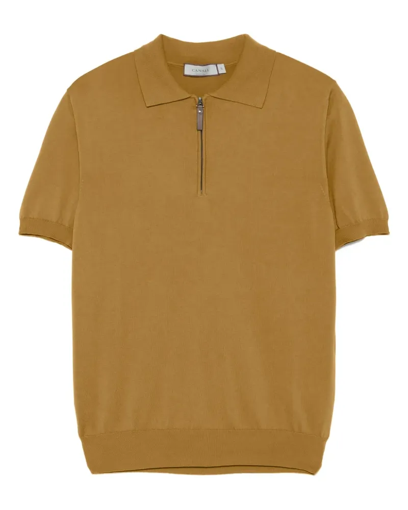 Canali Poloshirt mit Reißverschluss - Braun Braun