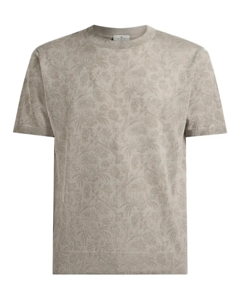 Etro knit wool and silk T-shirt with floral Paisley-motif - Nude Nude