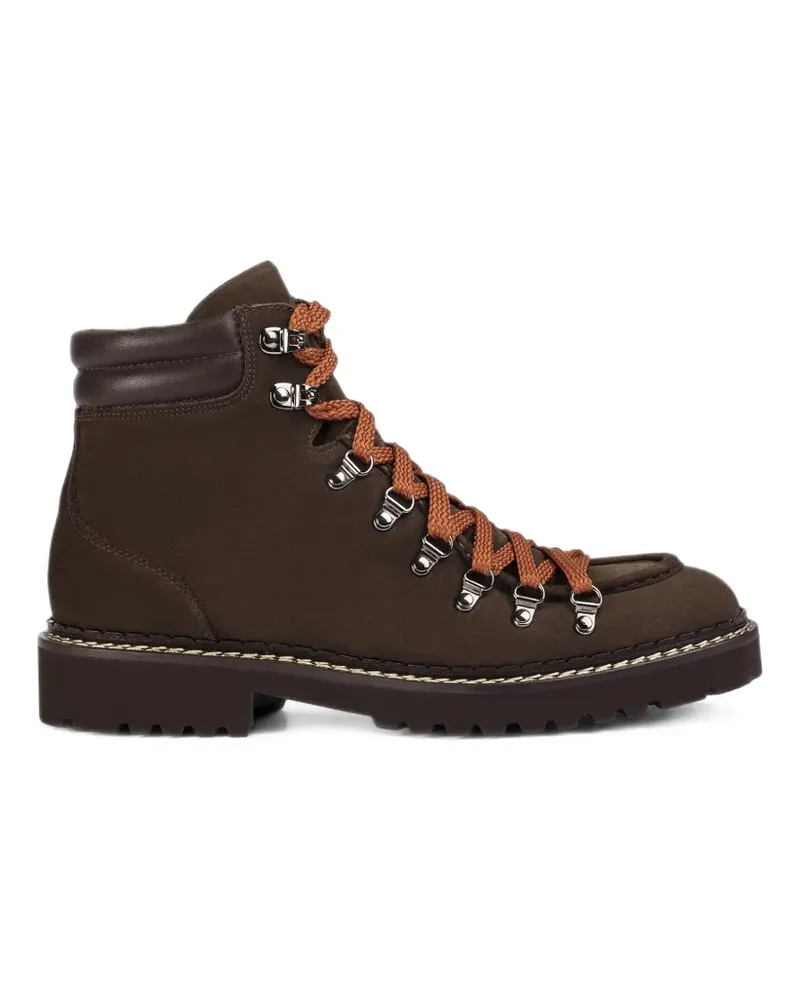 Doucal´s Schnürstiefeletten aus Kalbswildleder - Braun Braun