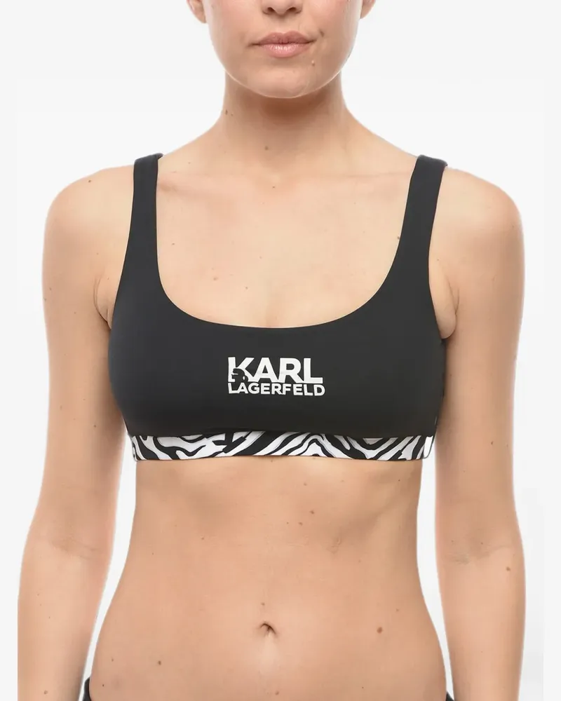 Karl Lagerfeld Bikinioberteil mit Animal-Print - Schwarz Schwarz
