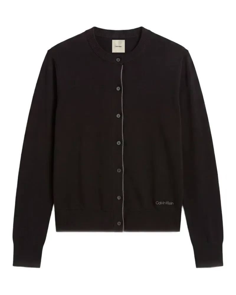 Calvin Klein logo-embroidered button-up cardigan - Schwarz Schwarz