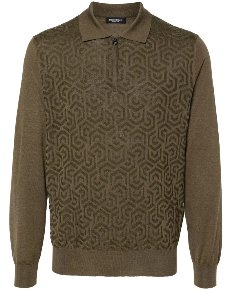 Stefano Ricci Poloshirt mit Jacquardmuster - Grün Grün