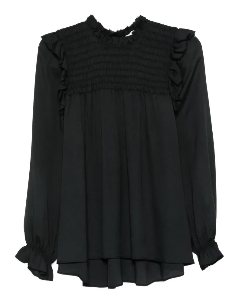 forte_forte Gerüschte Bluse - Schwarz Schwarz
