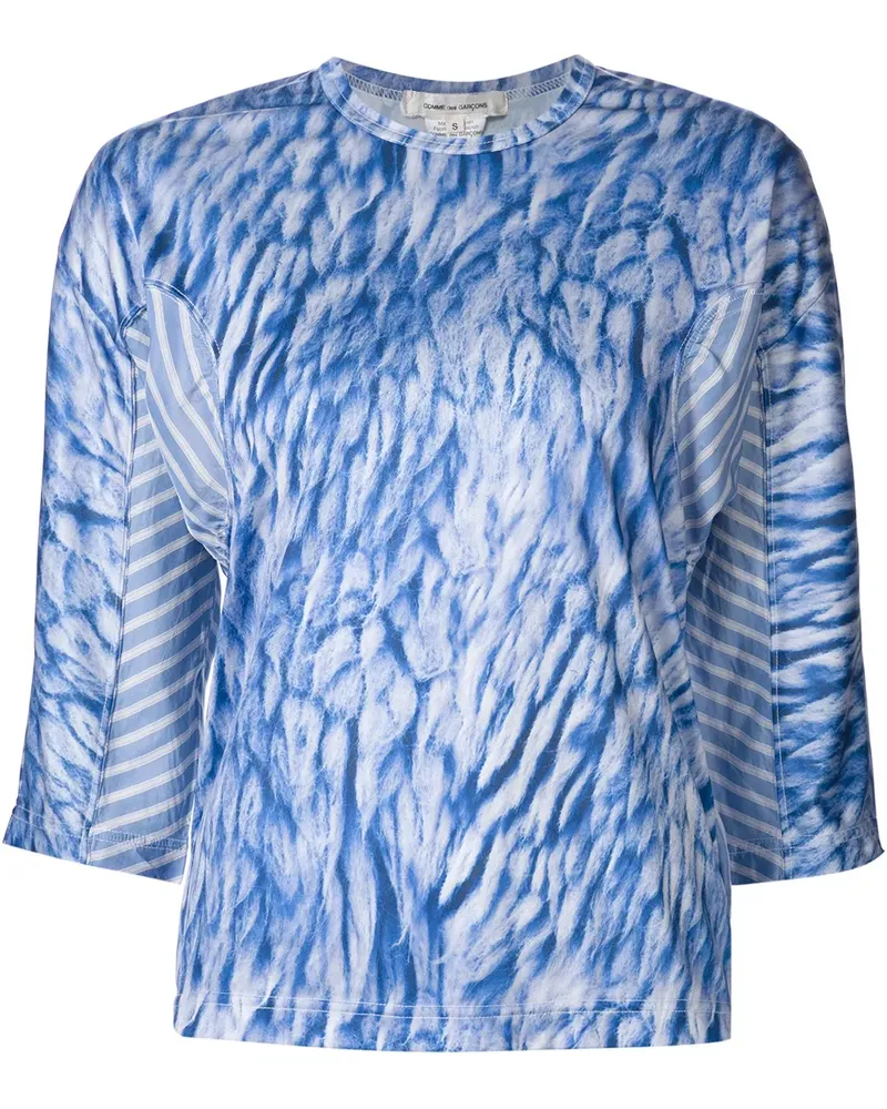 Comme des Garçons Semi-transparente Bluse mit Print - Blau Blau
