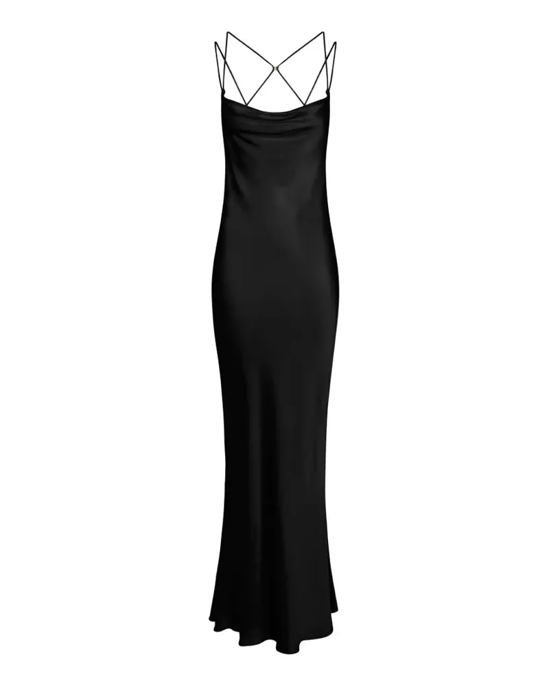 Elisabetta Franchi satin strap maxi dress - Schwarz Schwarz