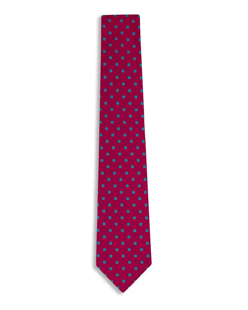 Kiton geometric-print silk tie - Rot Rot