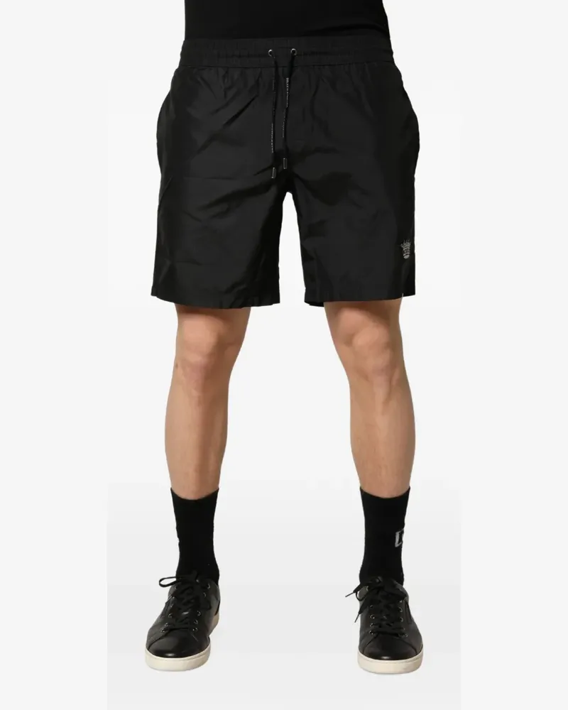 Dolce & Gabbana Bestickte Badeshorts mit Kordelzug - Schwarz Schwarz