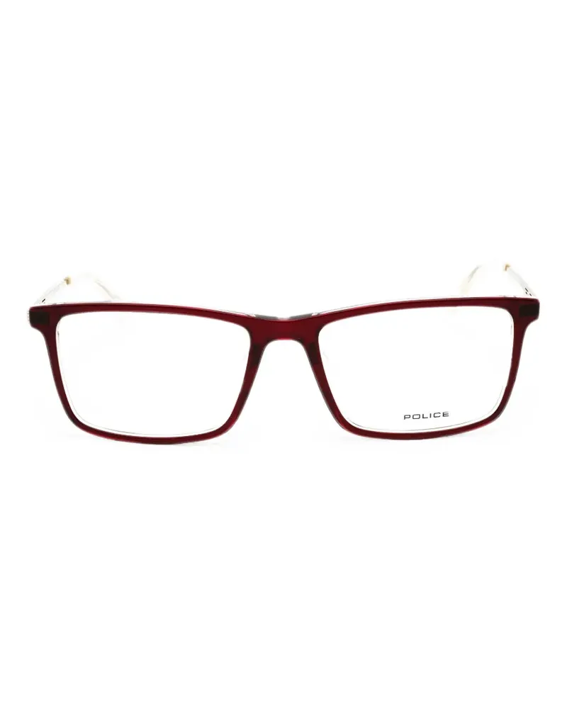 Police Brille mit eckigem Gestell - Rot Rot