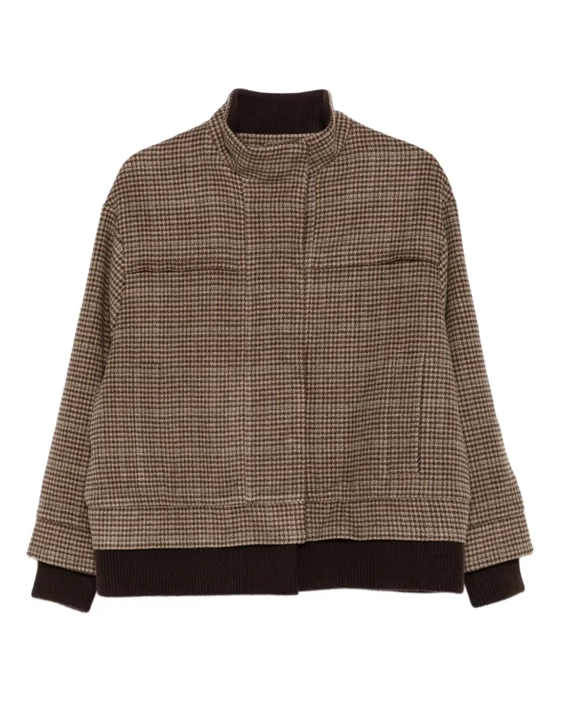Eric Bompard Bomberjacke mit Hahnentrittmuster - Braun Braun