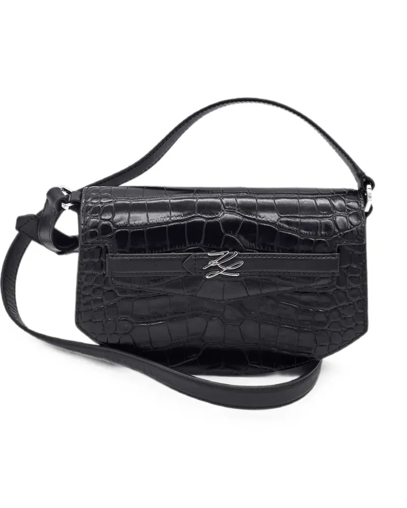 Karl Lagerfeld K/Studio Autograph Umhängetasche mit Kroko-Effekt - Schwarz Schwarz