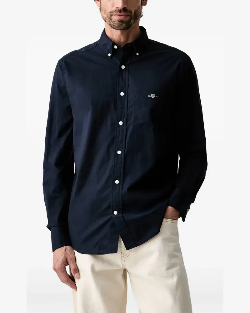 Gant regular logo-embroidered shirt - Blau Blau