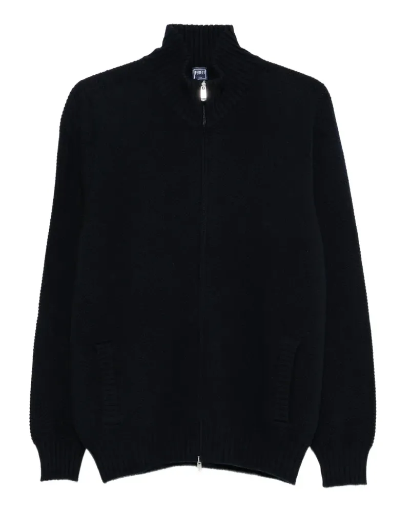 Fedeli Strukturierter Cardigan mit Reißverschluss - Blau Blau