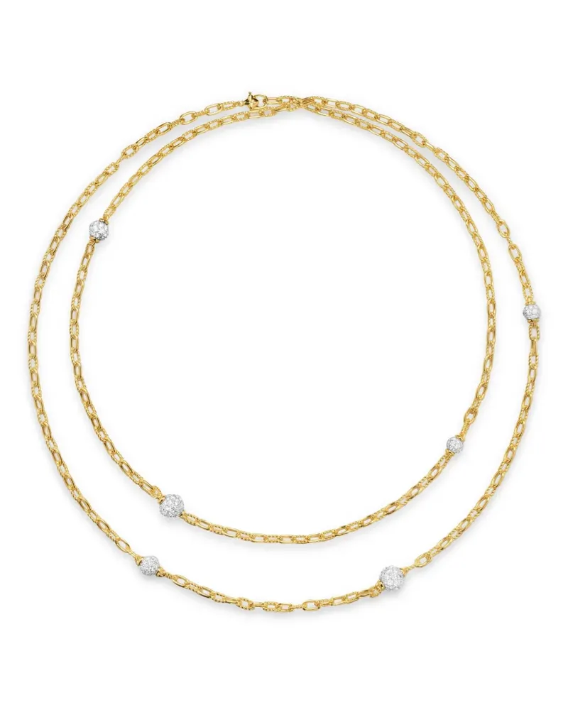 David Yurman 18kt DY Madison Gelbgoldhalskette mit Perlen und Diamanten (3mm Gold