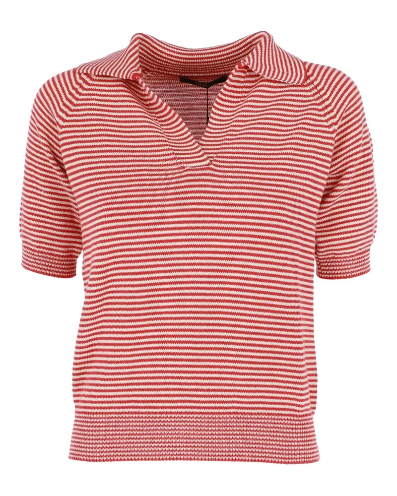 Max Mara Gestreiftes T-Shirt mit Polokragen - Rot Rot