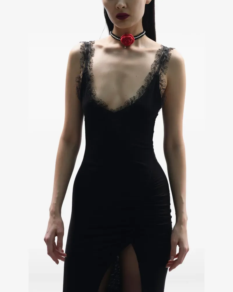 MANURÍ Isabelle Maxikleid - Schwarz Schwarz