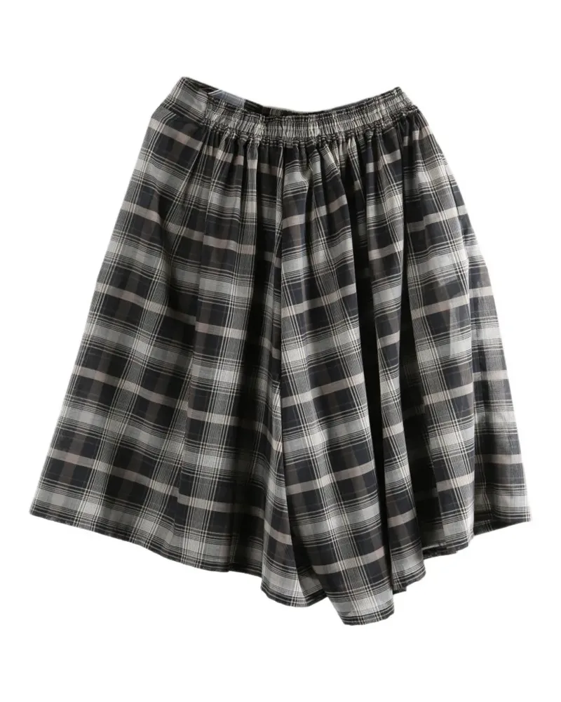 Yohji Yamamoto check-pattern elasticated-waistband trousers - Grau Grau