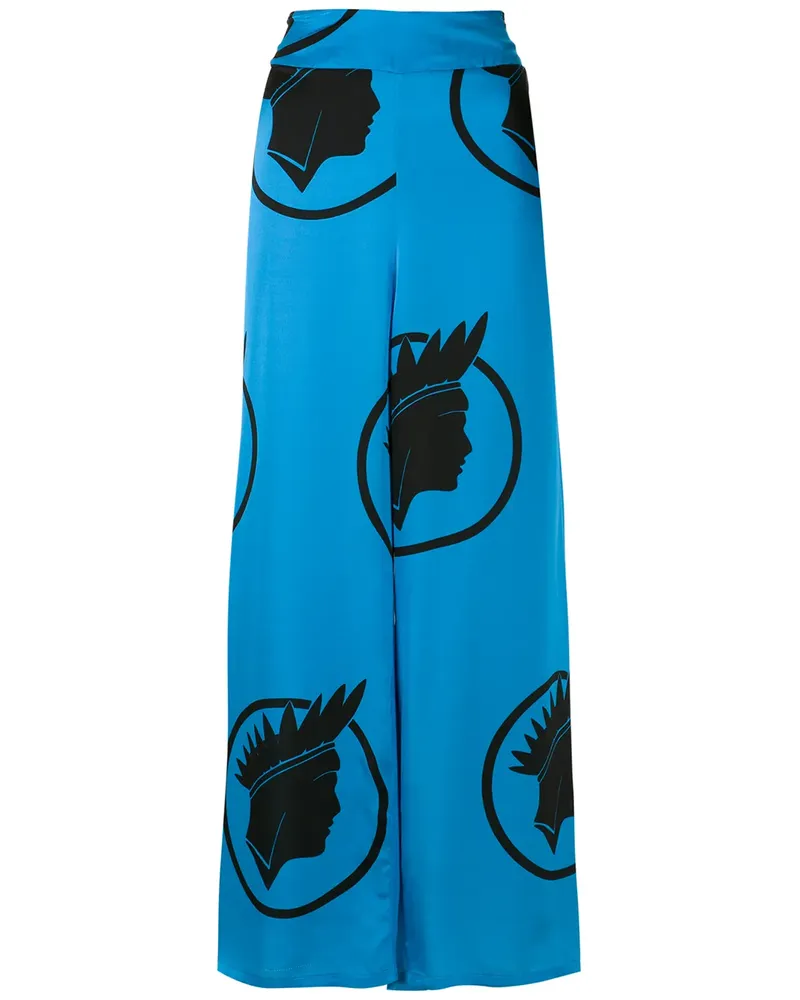 Amir Slama Índio' Seidenhose mit weitem Bein - Blau Blau
