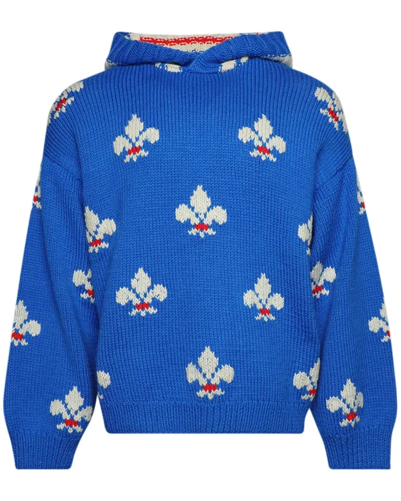 BODE Gestrickter Fleur-de-Lis Hoodie - Blau Blau