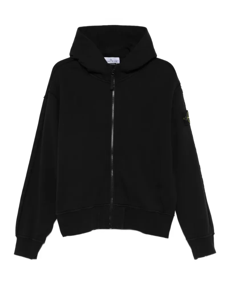 Stone Island logo-patch zip-up hoodie - Schwarz Schwarz