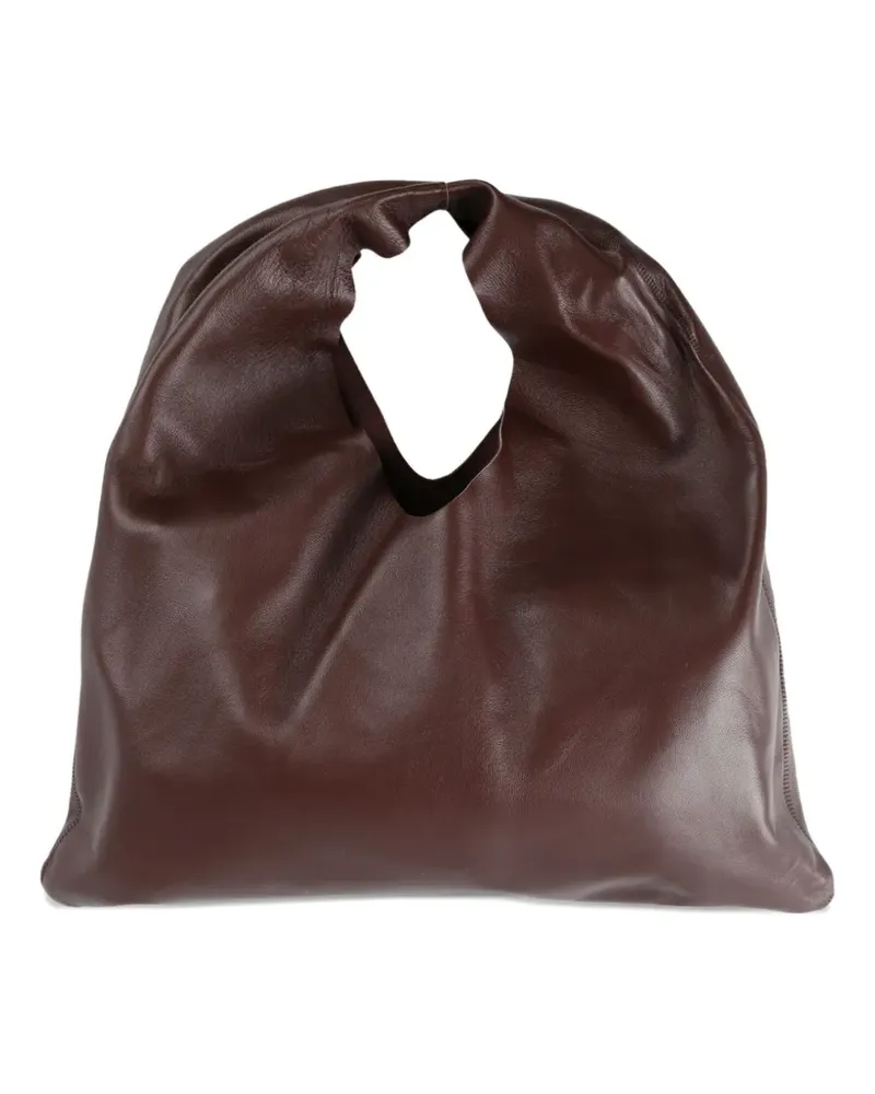 The Row draped leather tote bag - Braun Braun