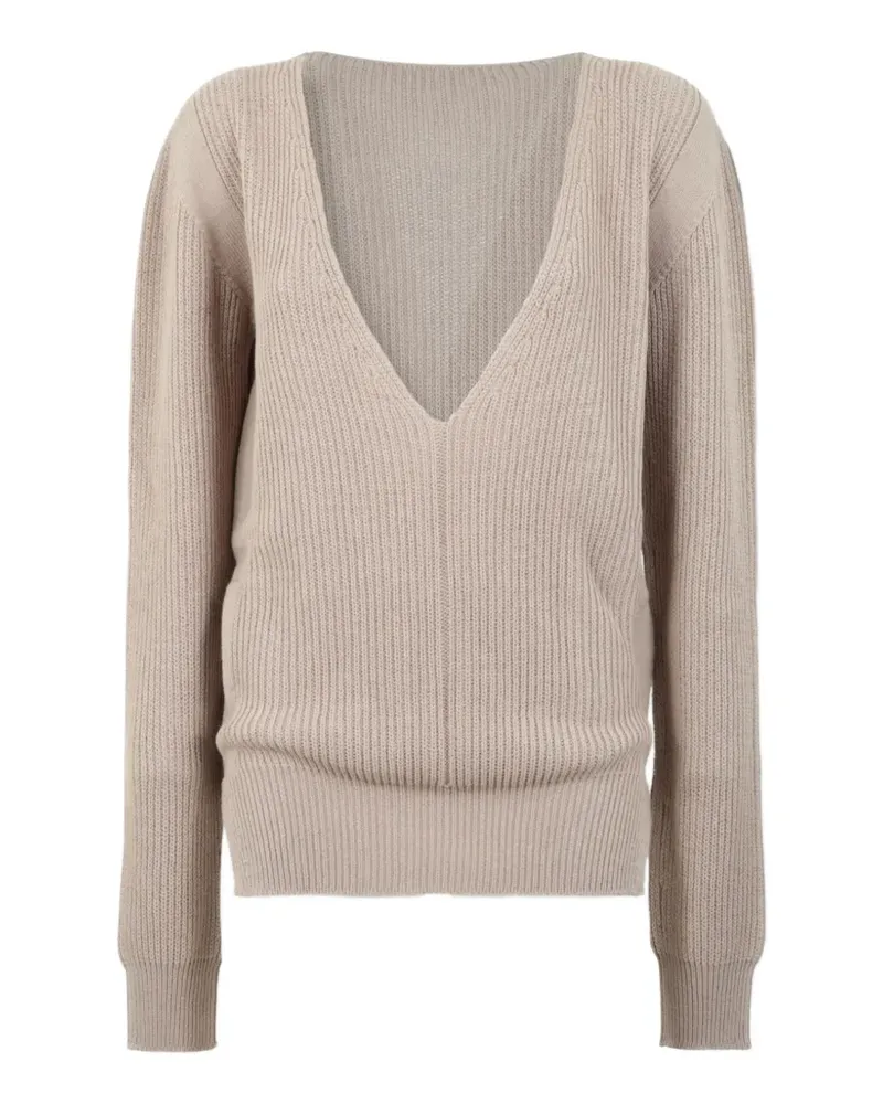 Rick Owens ribbed-knit V-neck sweater - Nude Nude