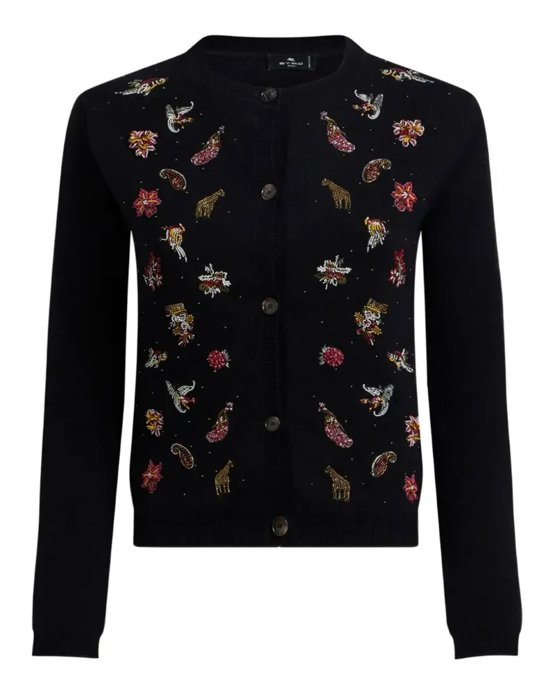 Etro wool and cashmere cardigan with embroidery and beads - Schwarz Schwarz