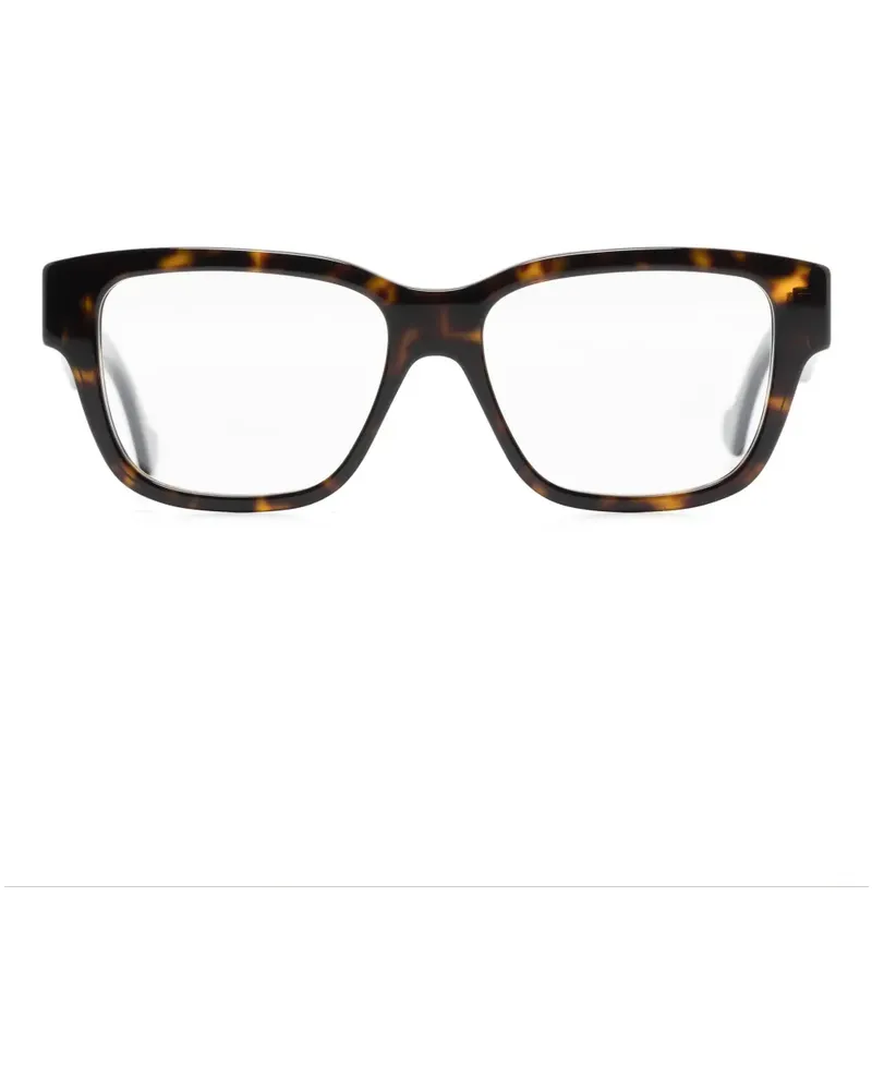 Gucci Eckige Brille mit Logo-Gravur - Braun Braun