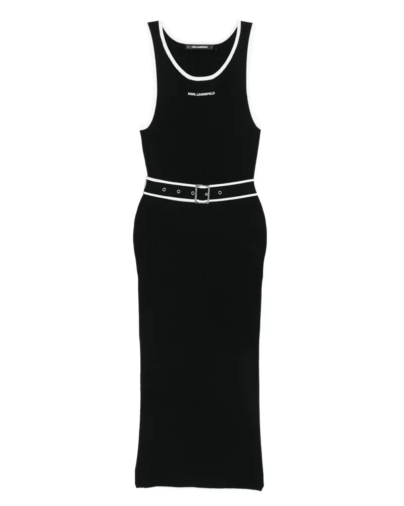 Karl Lagerfeld Geripptes Kleid mit Gürteldetail - Schwarz Schwarz