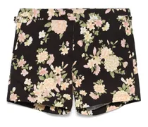 Badeshorts mit Blumen-Print - Schwarz