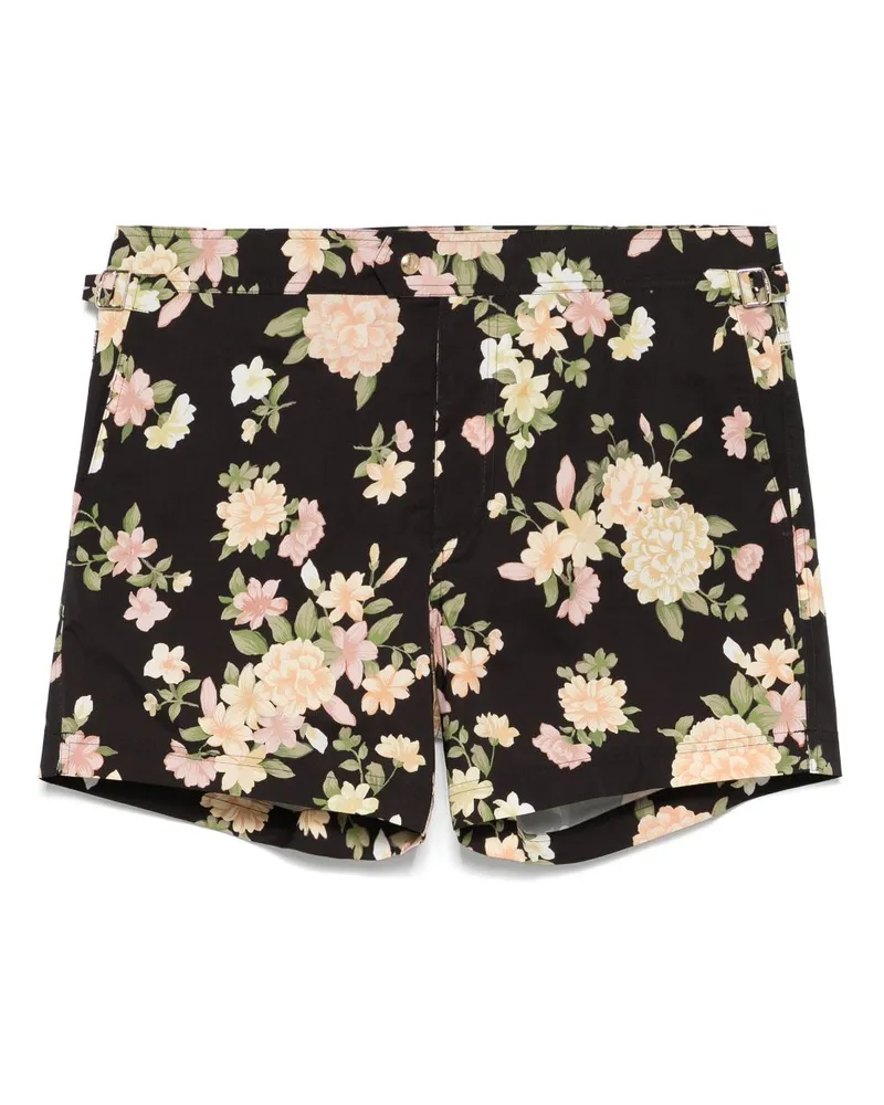 Tom Ford Badeshorts mit Blumen-Print - Schwarz Schwarz