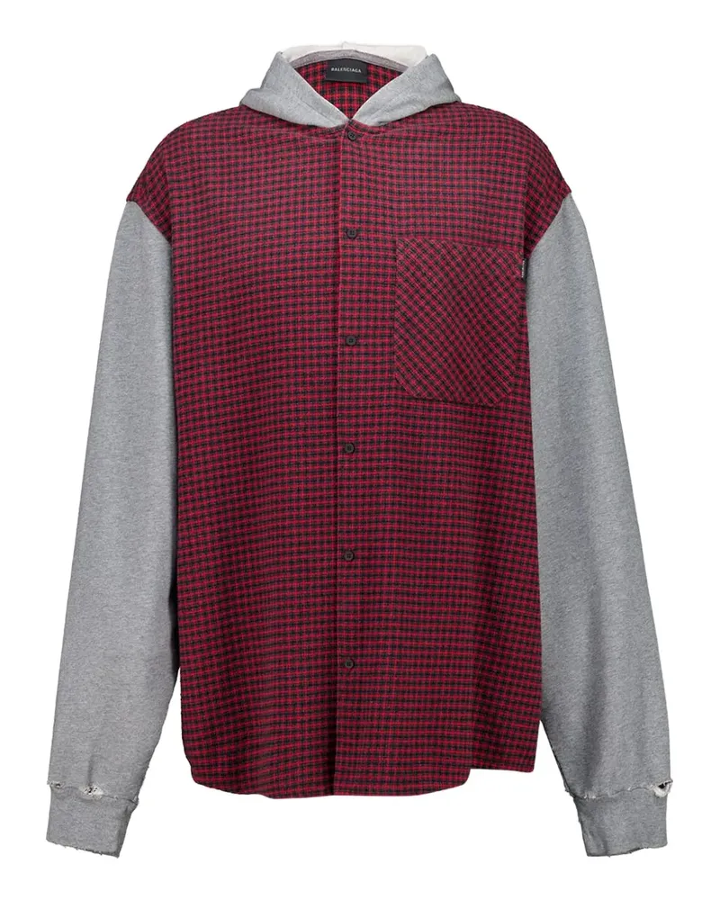 Balenciaga hooded check shirt jacket - Rot Rot