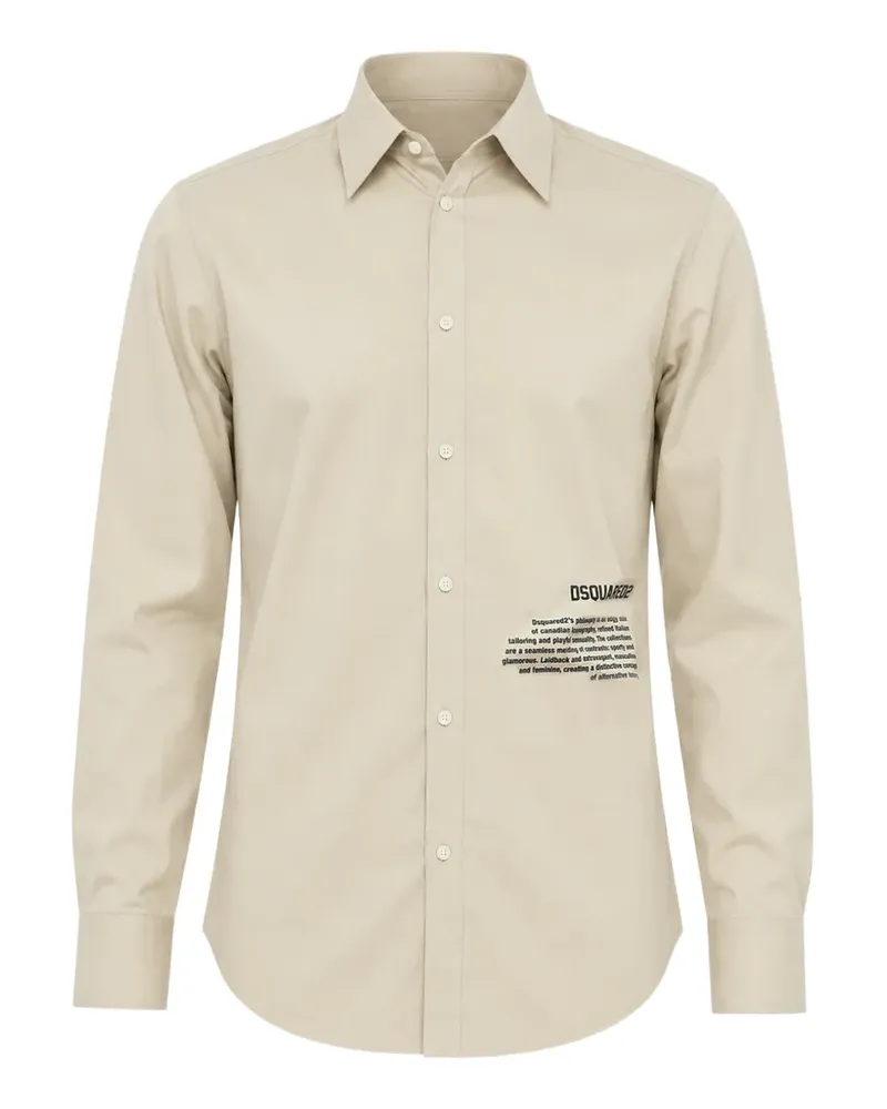 Dsquared2 Popeline-Hemd mit Logo-Print - Nude Nude