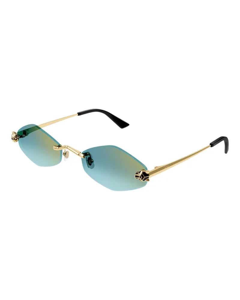 Cartier Panthere Sonnenbrille mit geometrischem Gestell - Gold Gold
