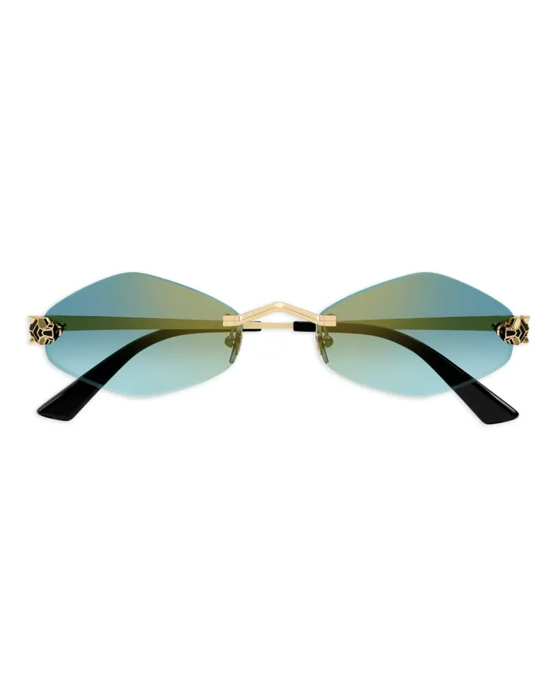 Cartier Panthere Sonnenbrille mit geometrischem Gestell - Gold Gold