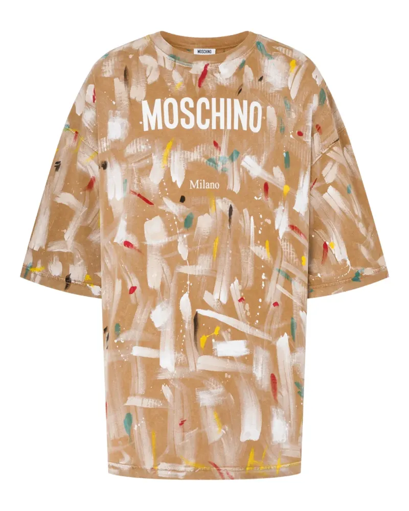 Moschino beige paint-splatter T-shirt - Nude Nude