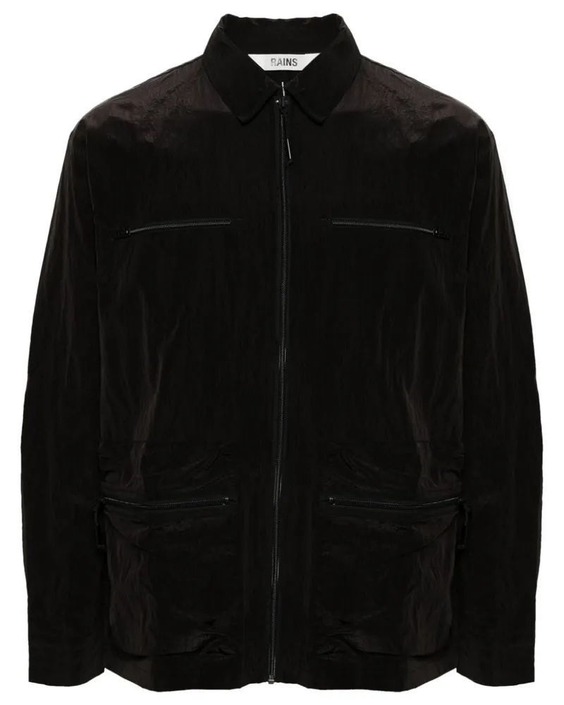 RAINS Kano Hemdjacke mit Knitteroptik - Schwarz Schwarz