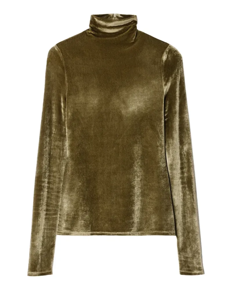 Christophe Lemaire fitted stand-collar top in velvet jersey - Grün Grün