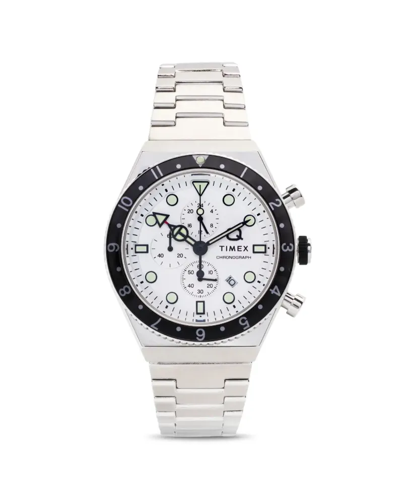 Timex Q  Three Time Zone Chronograph 40mm - Silber Silber