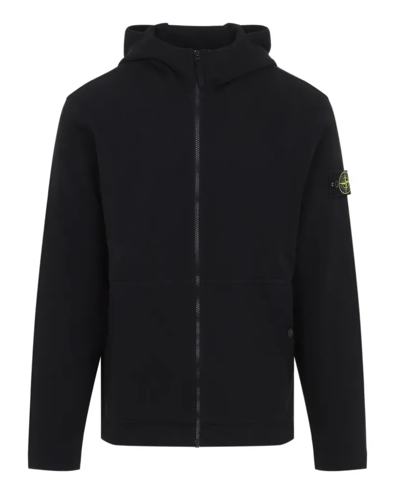 Stone Island logo-patch zip-up hoodie - Schwarz Schwarz