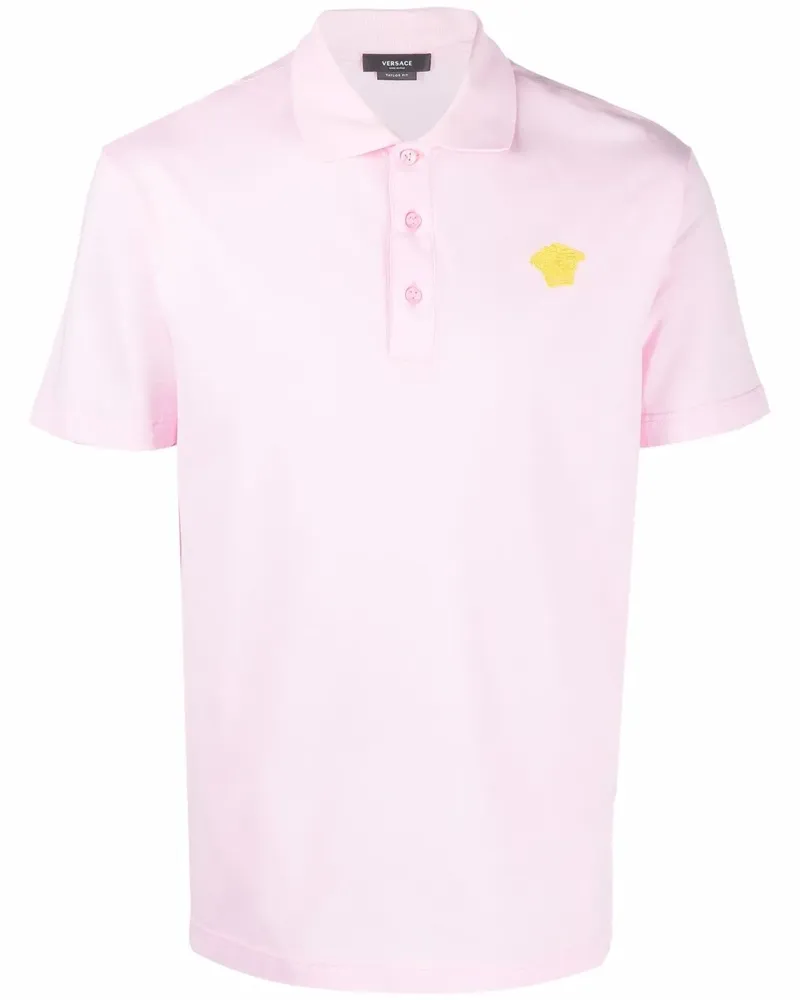 Versace Poloshirt mit Logo-Patch - Rosa Rosa