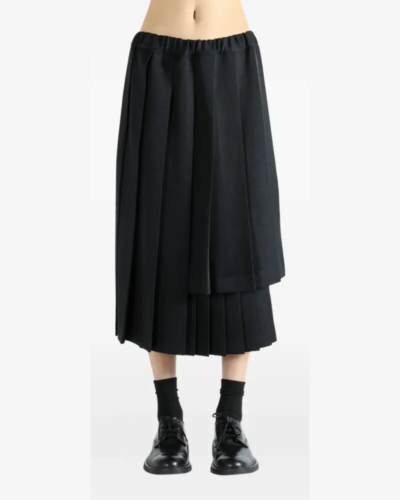 Comme des Garçons pleated asymmetric midi skirt - Schwarz Schwarz